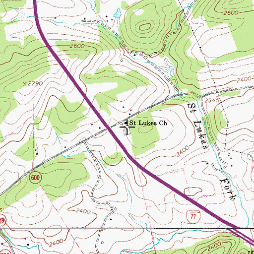 Topographic Map of Saint Lukes Cemetery, VA
