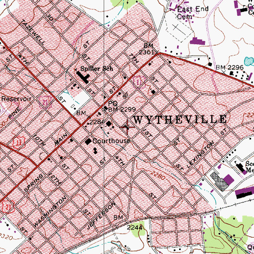 Topographic Map of Saint Paul United Methodist Church, VA