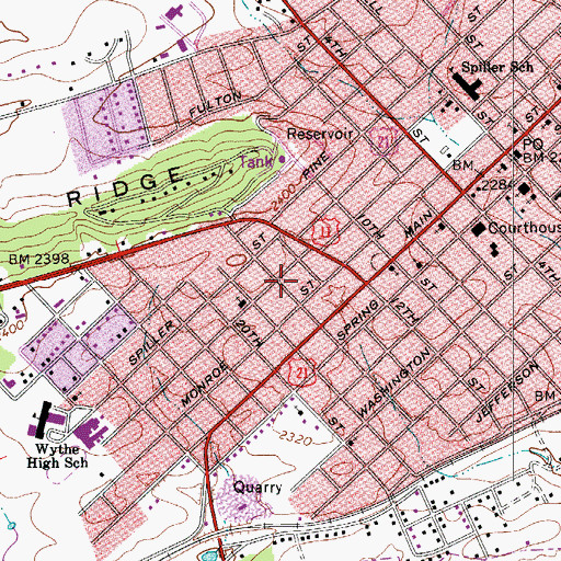 Topographic Map of West End United Methodist Church, VA