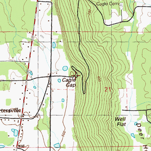 Topographic Map of Cagle Gap, AL