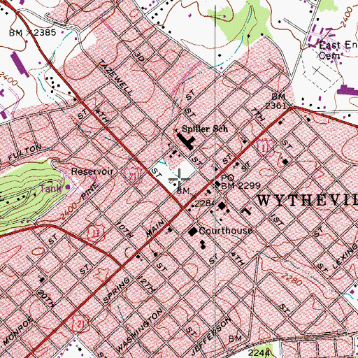 Topographic Map of Wythe County Jail, VA