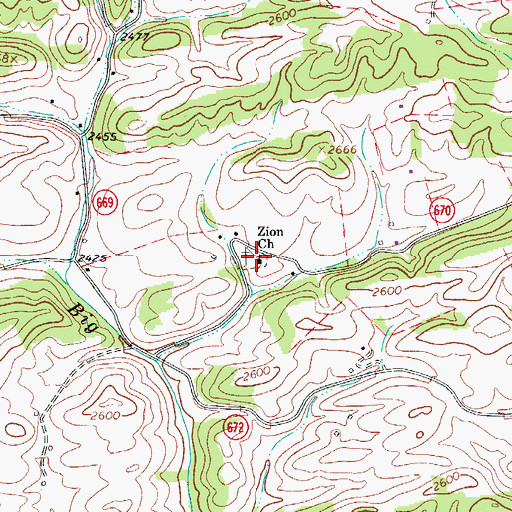 Topographic Map of Zion Cemetery, VA