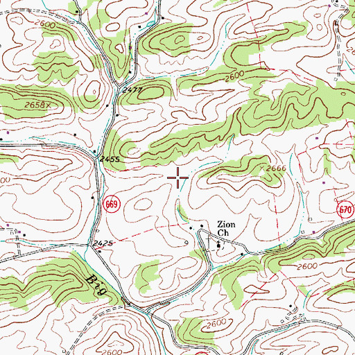 Topographic Map of Zion School (historical), VA