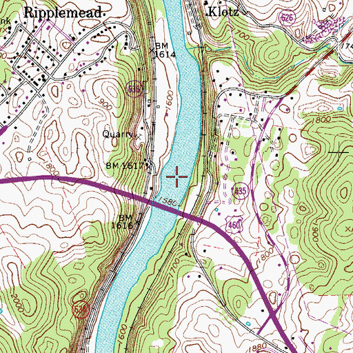 Topographic Map of Snidows Ferry (historical), VA