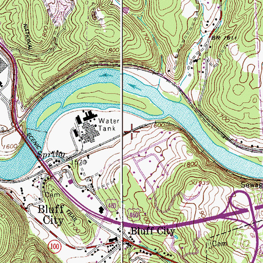 Topographic Map of Wenonah (historical), VA
