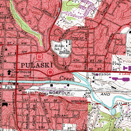 Topographic Map of Anderson Memorial Presbyterian Church, VA