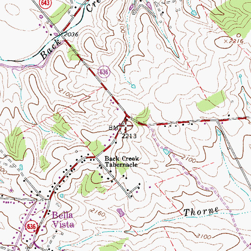 Topographic Map of Back Creek School (historical), VA