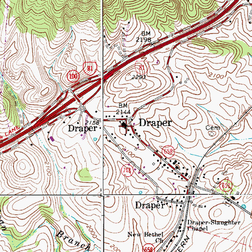 Topographic Map of Draper Elementary School (historical), VA