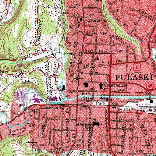 Topographic Map of First Baptist Church, VA