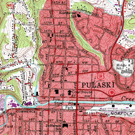 Topographic Map of First Christian Church, VA