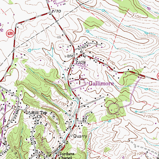 Topographic Map of Gallimore, VA