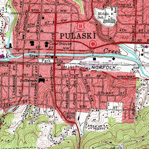 Topographic Map of Glad Tidings Tabernacle, VA