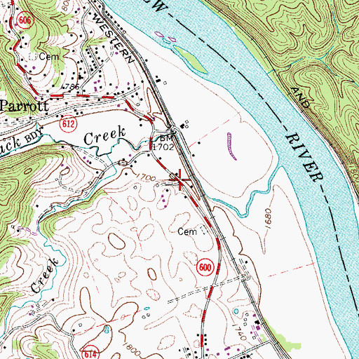 Topographic Map of Churchwood (historical), VA