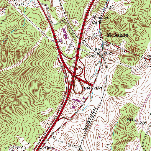 Topographic Map of Interchange 94, VA