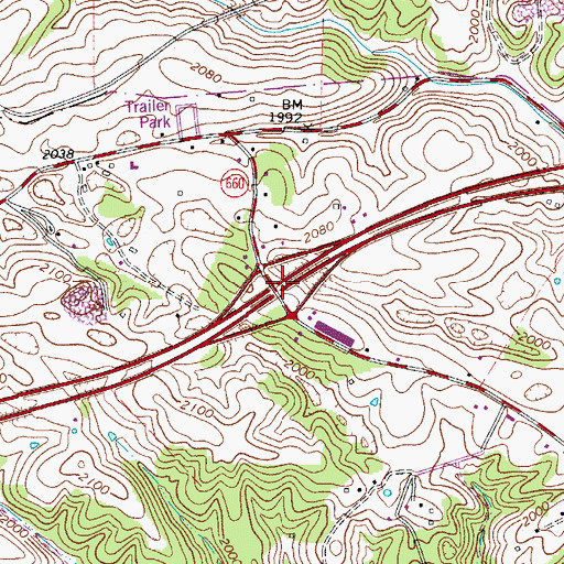 Topographic Map of Interchange 101, VA