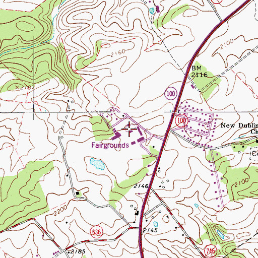 Topographic Map of New River Valley Fairgrounds, VA