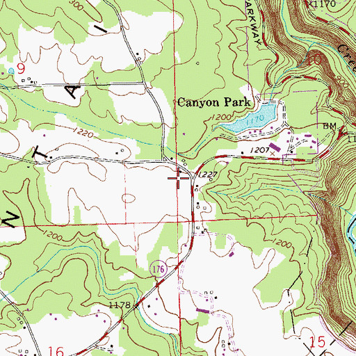 Topographic Map of Canyon Park, AL