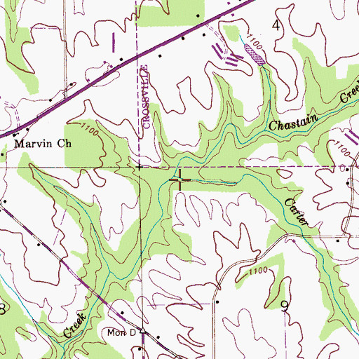 Topographic Map of Carter Branch, AL