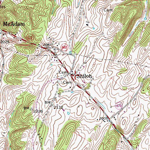 Topographic Map of Shiloh School (historical), VA