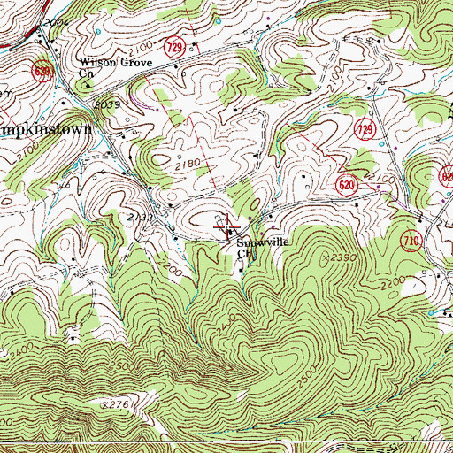Topographic Map of Snowville Cemetery, VA