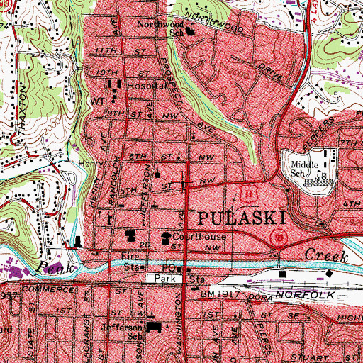 Topographic Map of Trinity Lutheran Church, VA