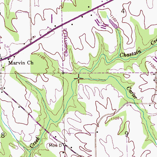 Topographic Map of Chastain Creek, AL