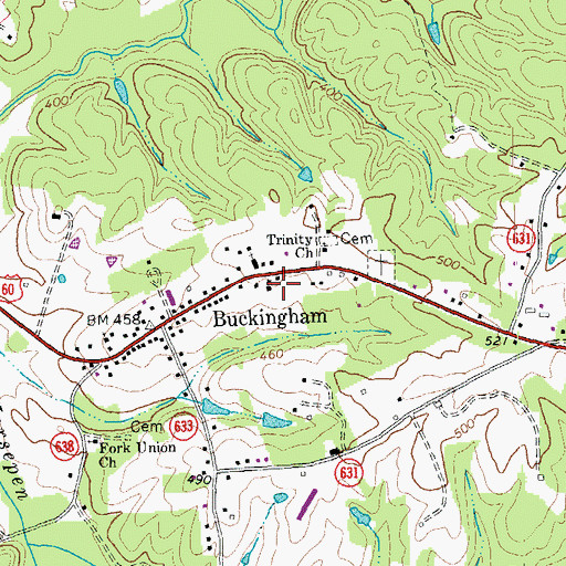 Topographic Map of Buckingham Primary School, VA