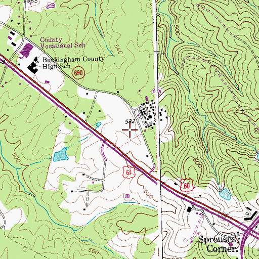 Topographic Map of Buckingham County Middle School, VA
