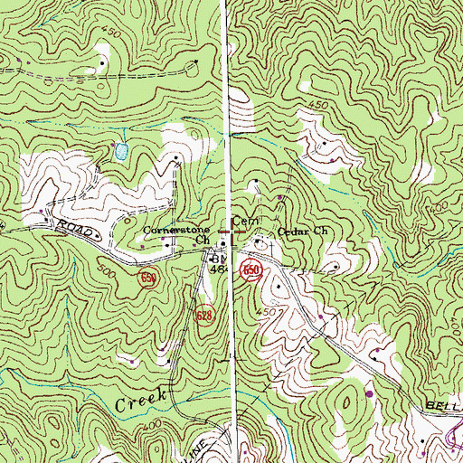 Topographic Map of Cornerstone Cemetery, VA
