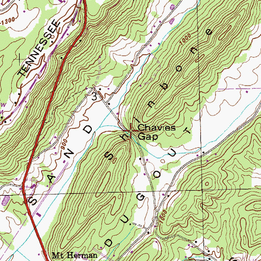 Topographic Map of Chavies Gap, AL