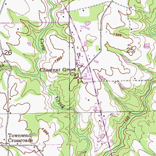Topographic Map of Chestnut Grove Baptist Church, AL