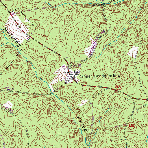 Topographic Map of Holiday Lake Lookout Tower (historical), VA