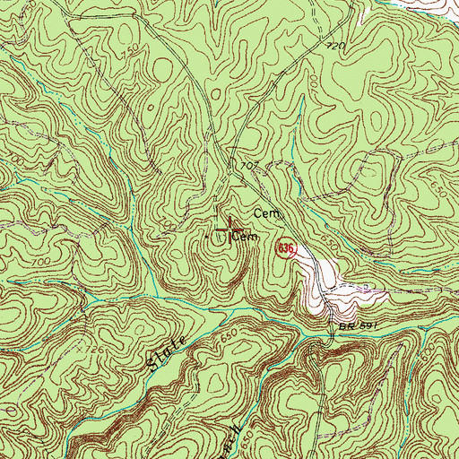 Topographic Map of Mann Cemetery, VA