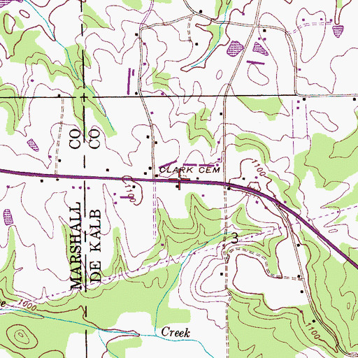 Topographic Map of Clark Cemetery, AL