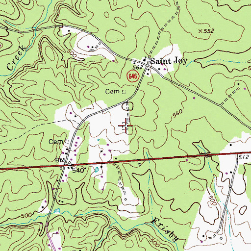 Topographic Map of Saint Joy Cemetery, VA