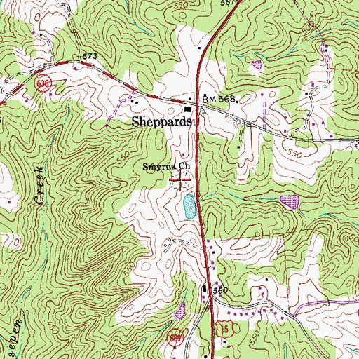 Topographic Map of Smyrna Cemetery, VA