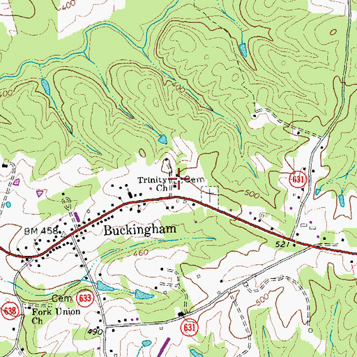 Topographic Map of Trinity Cemetery, VA