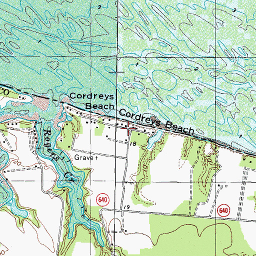 Topographic Map of Cordreys Beach, VA