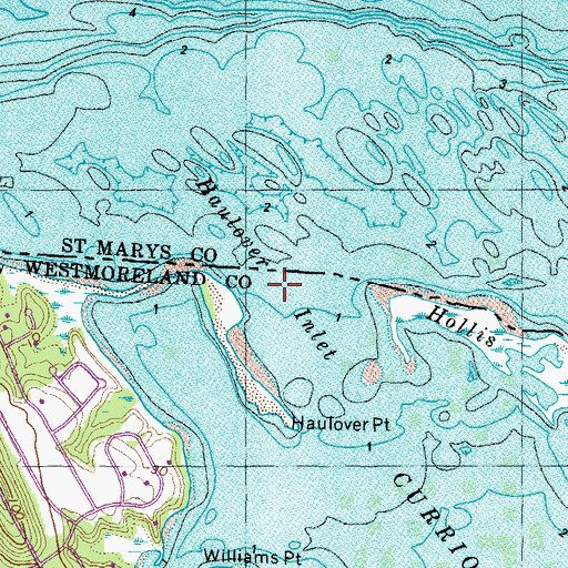 Topographic Map of Haulover Inlet, VA