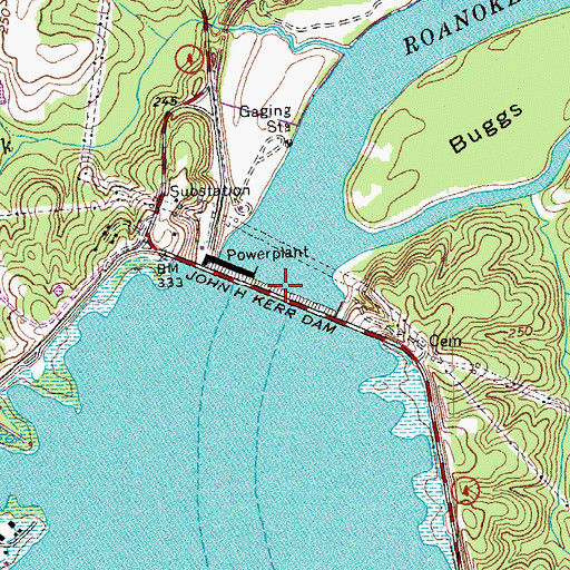 Topographic Map of John H. Kerr Reservoir, VA