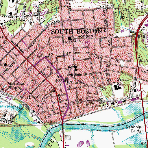 Topographic Map of Main Street Church, VA