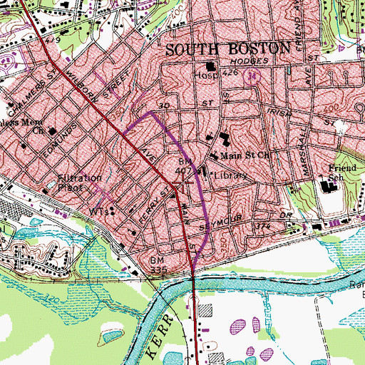 Topographic Map of South Boston, VA
