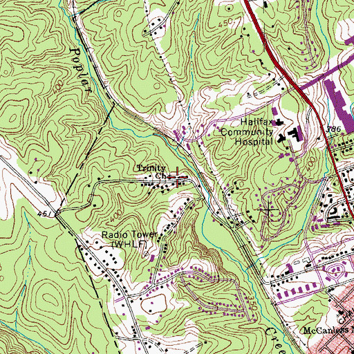 Topographic Map of Trinity Church, VA