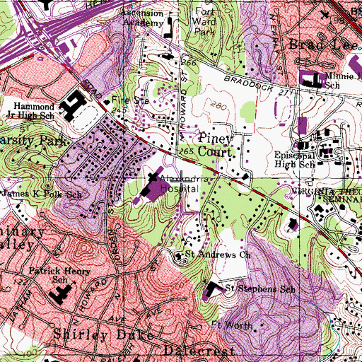 Topographic Map of Alexandria Hospital Helistop, VA