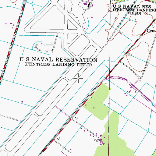 Topographic Map of Fentress Naval Auxiliary Field, VA