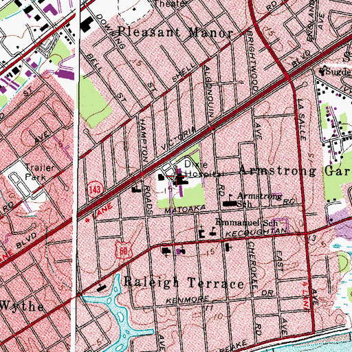 Topographic Map of Sentara Hampton General Hospital Heliport, VA