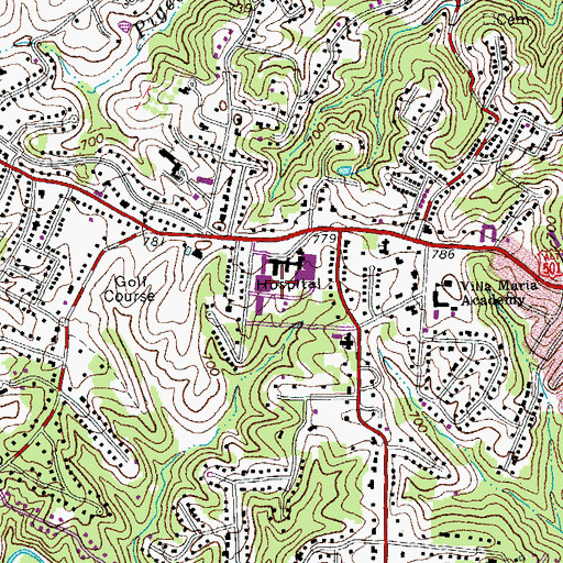 Topographic Map of Virginia Baptist Hospital Heliport, VA
