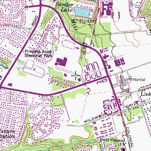 Topographic Map of Lynnhaven Heliport, VA