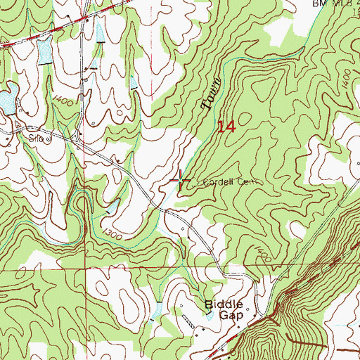 Topographic Map of Cordell Cemetery, AL