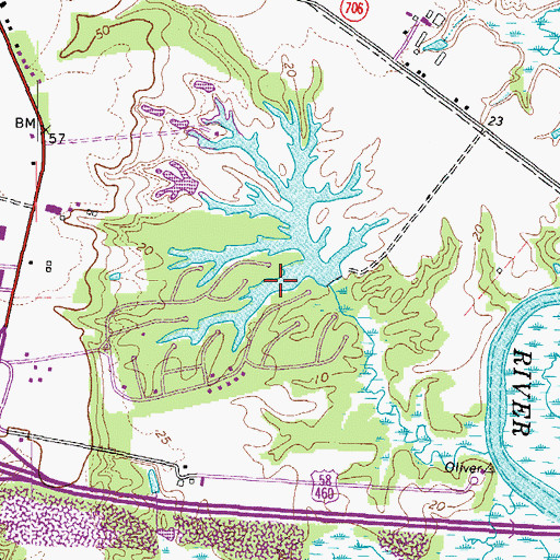 Topographic Map of Rountree South Pond, VA